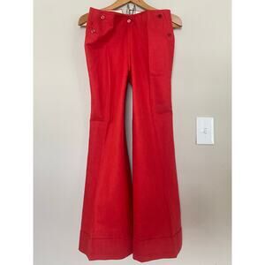 60s 70s wool italy red bell bottom flare pants sailor style 30x30” **